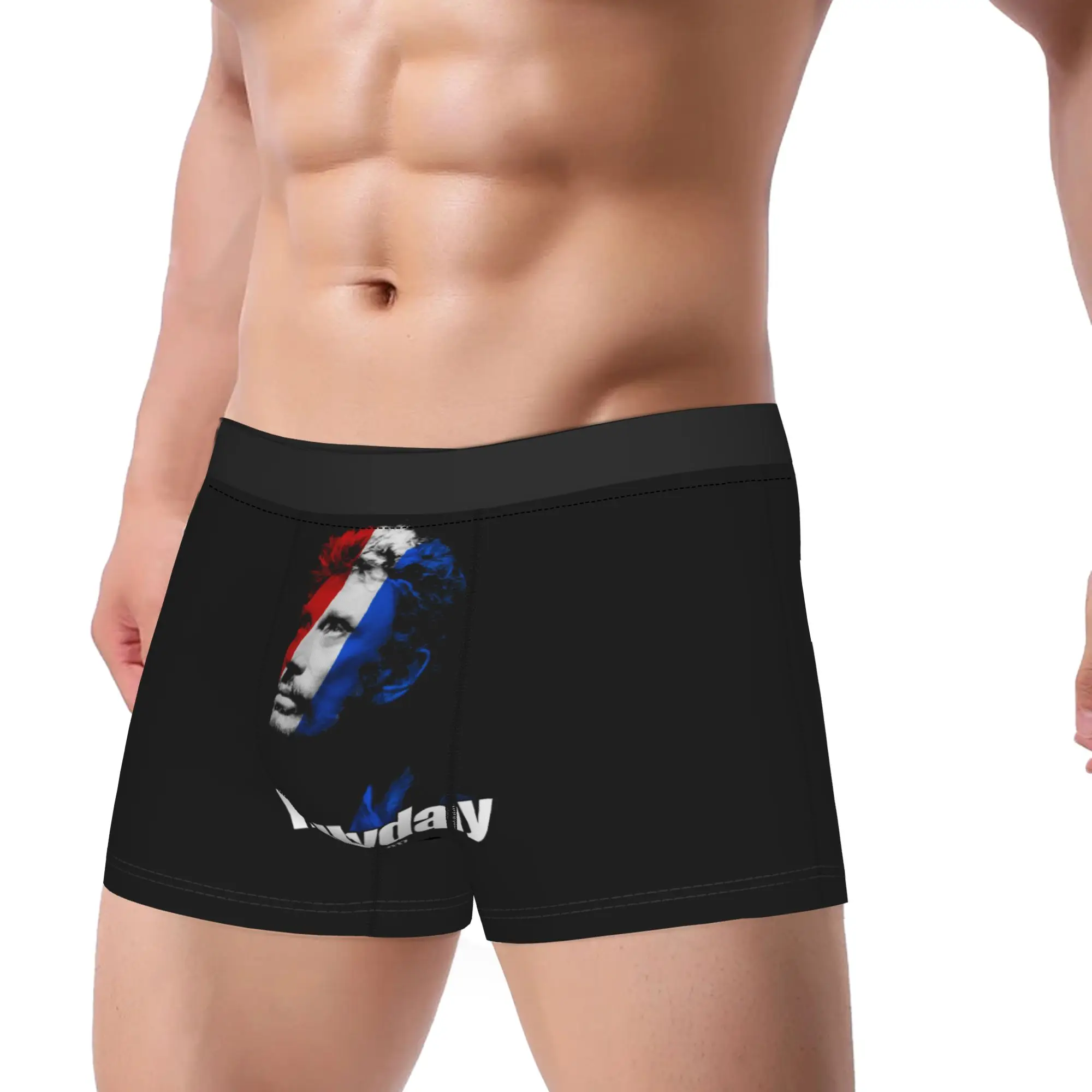 

Men Boxer Briefs Shorts Panties Johnny Hallyday Breathable Underwear Rock Music Star Homme Novelty Plus Size Underpants