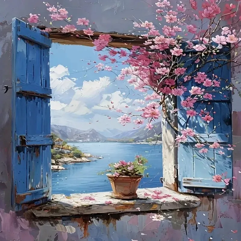 

View outside the window Paper Jigsaw Puzzle 1000 Pieces DIY Assembly Home Art Decoration Suitable As A Frameless Gift Design