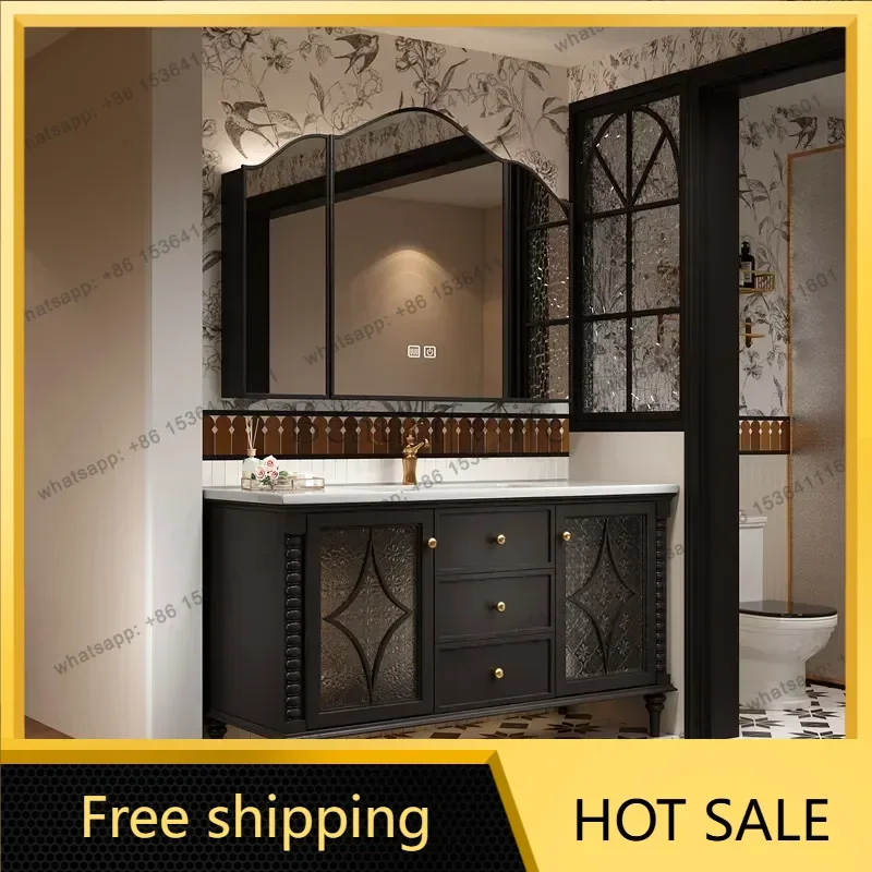 YJ Luxury Vintage Bathroom Cabinet Vanity Standing Minimalist Storage Bathroom Cabinet Drawers Wall Badkamer Kast House Accessor