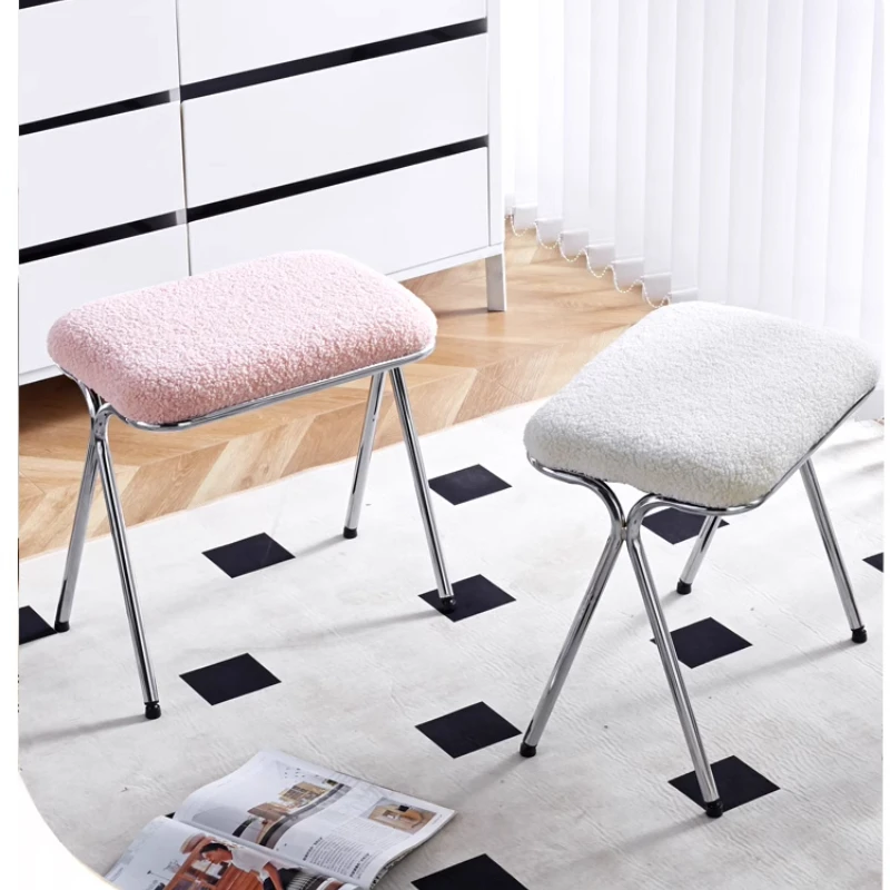 

Modern Minimalist Nail Art Chair for Home Bedroom Dressing Table Chair Cloak Room Resting Footstool Nordic Furniture