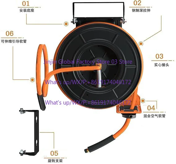 2025Professional Heavy Duty Hose Reel Retractable Pressure Washer Hose Reel Auto Rewind Hose Reel