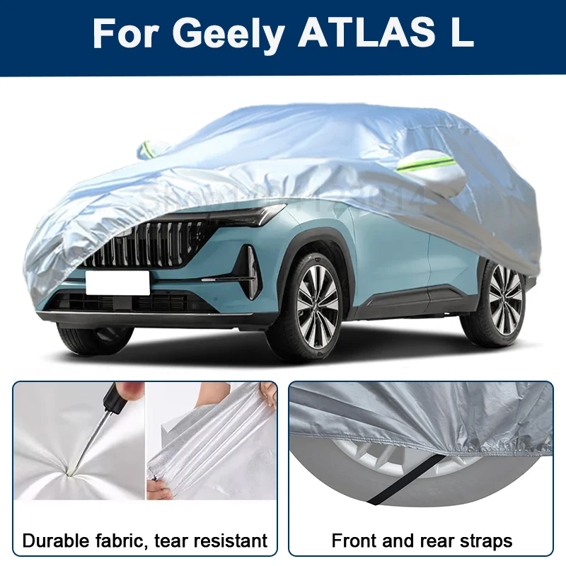 

Outdoor Full Car Cover For Geely ATLAS L with Reflective Strips Waterproof Snowproof Dustproof UV Protection Auto Accessories
