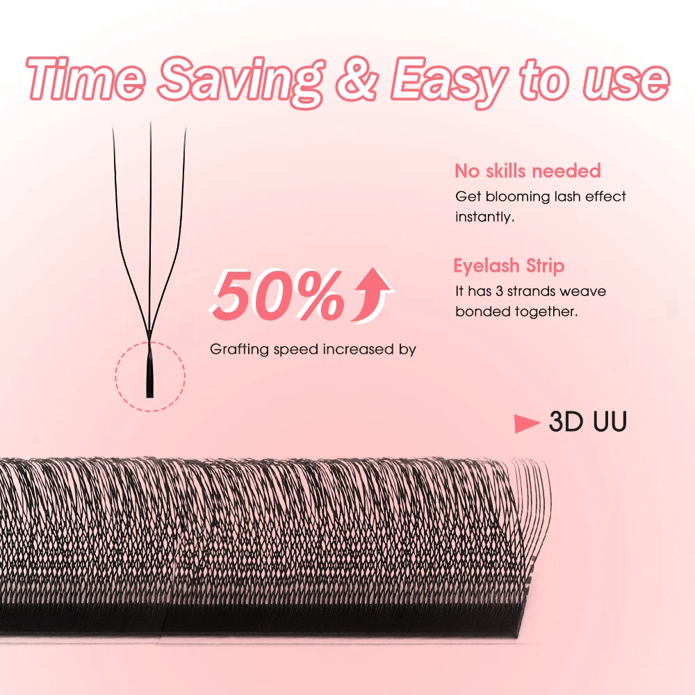 메르디어 3D/4D/5D/6D U 속눈썹 8-15mm 혼합 길이 U 디자인 뿌리가 흩날리지... - 2