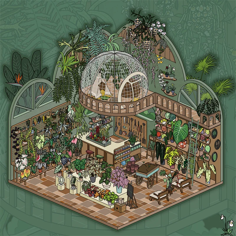 Kawaii ثلاثية الأبعاد الغابات المطيرة الاستوائية نسيم عدن الكرتون مشهد مصغر ملصقات DIY بها بنفسك اليدوية التراص متعة سجل القصاصات ملصقات #4