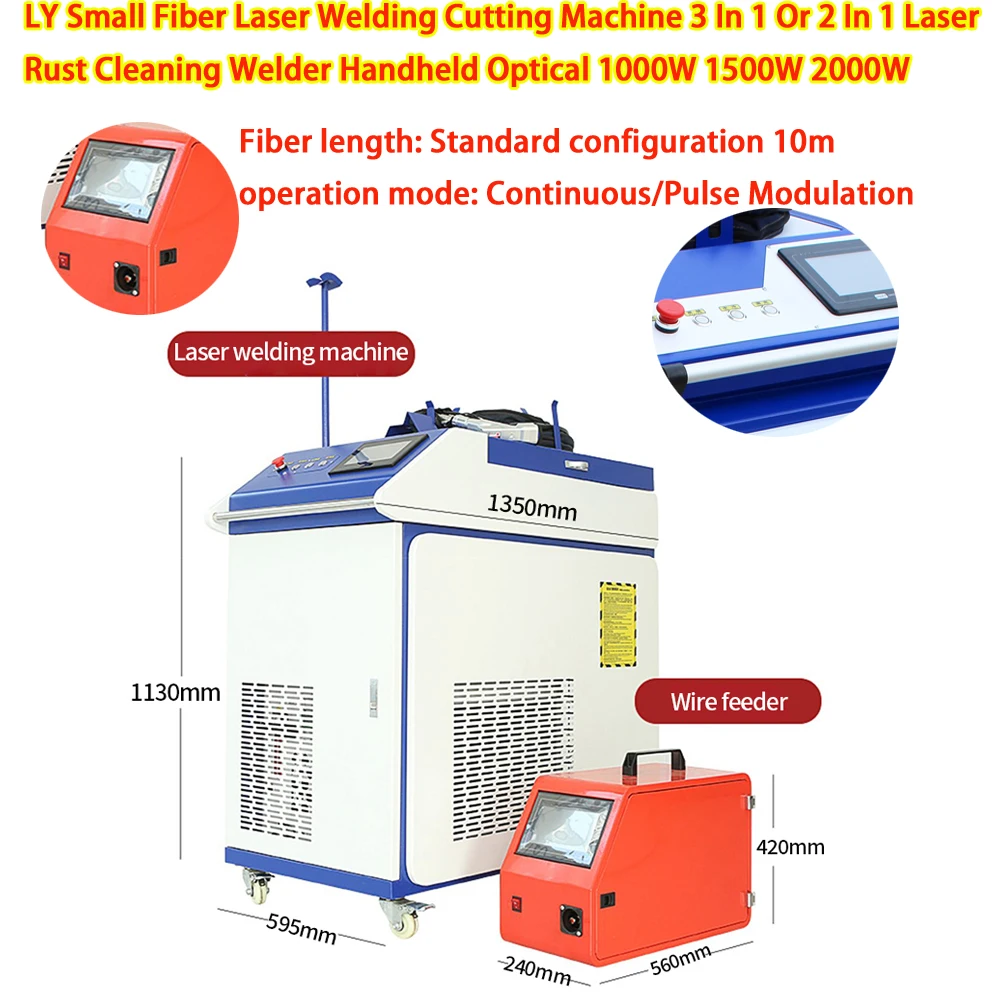 LY mesin pemotong Laser serat kecil, optik genggam pembersih karat Laser 3 In 1 atau 2 In 1 1000W 1500W 2000W