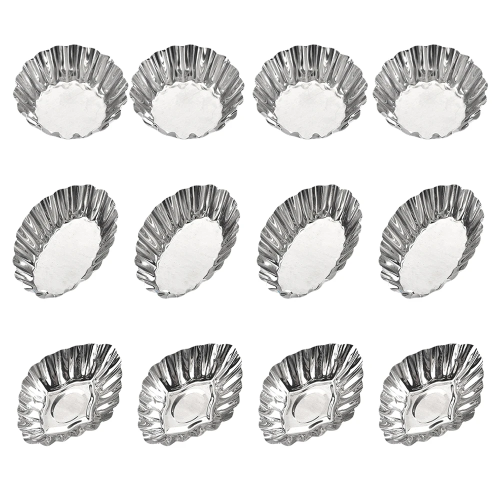 

12pcs Egg Tart Mold Reusable Stainless Steel Cake Tray Molds for Custard Jellies Puddings Cupcakes Chocolate Bake Pan Easy