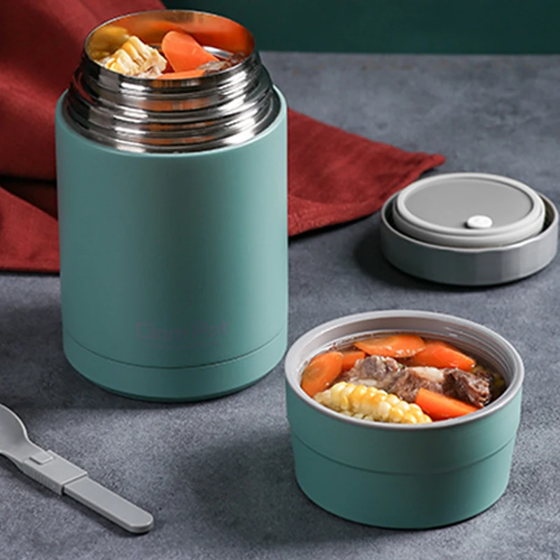 

Изолированная термобаночка для еды из нержавеющей стали с ложкой, ланч-бокс, офисный термос, контейнер 800 мл, 1000 мл для супа Gruel