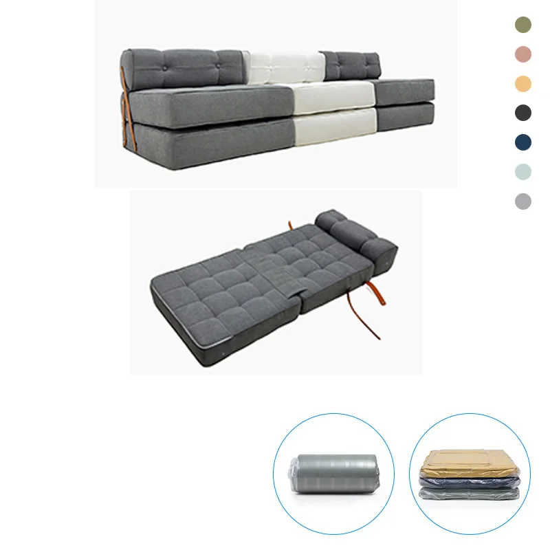 For Flannel Fabric Single Folding Sofa Bed Modular Living Room Lounge Sofa Sets High Quality Sponge Compression Sectional Couch