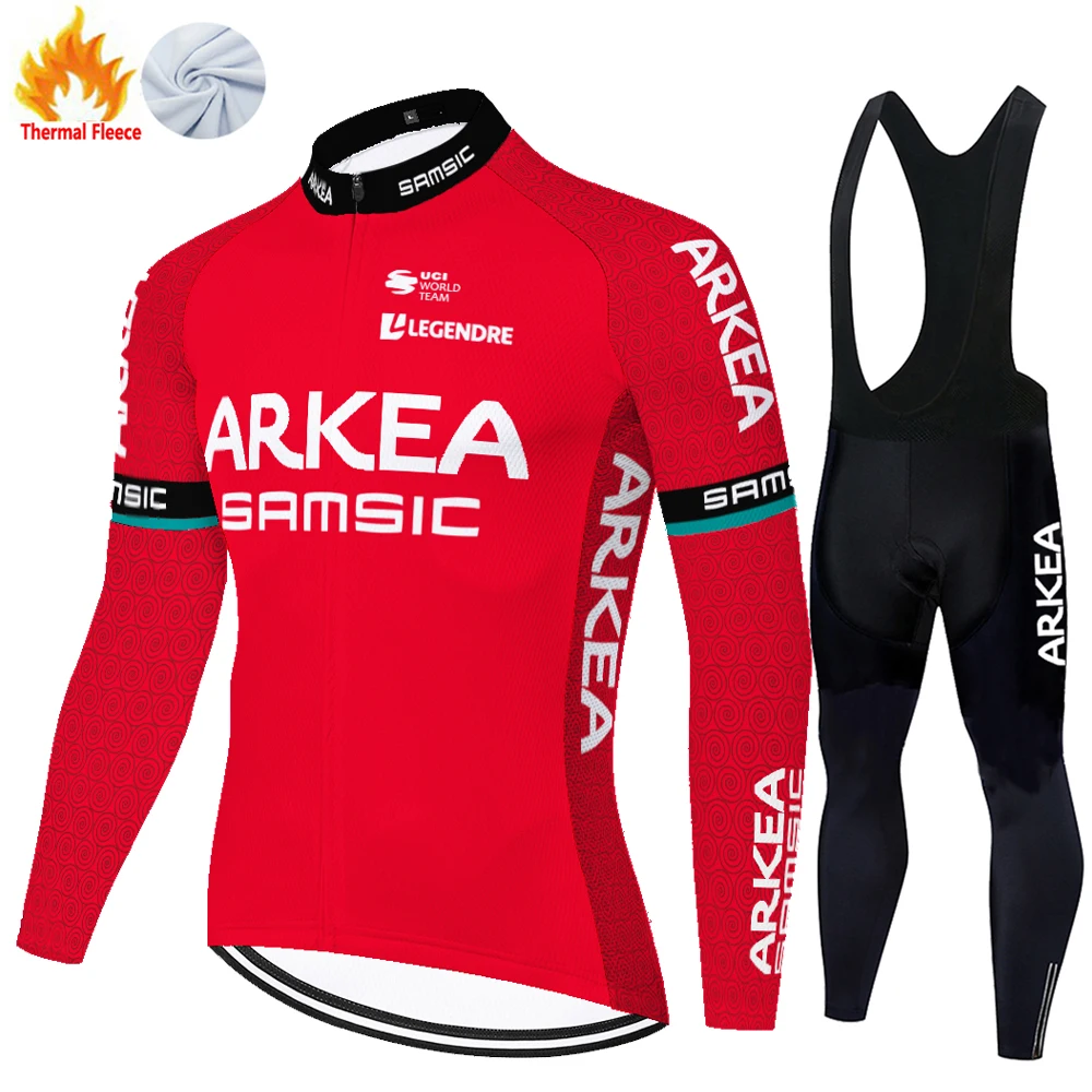 ARKEA SAMSIC Team 2024 Winter Cycling kit ciclismo Men Long Sleeve Jersey Suit Outdoor Riding Bike MTB Bib Pants