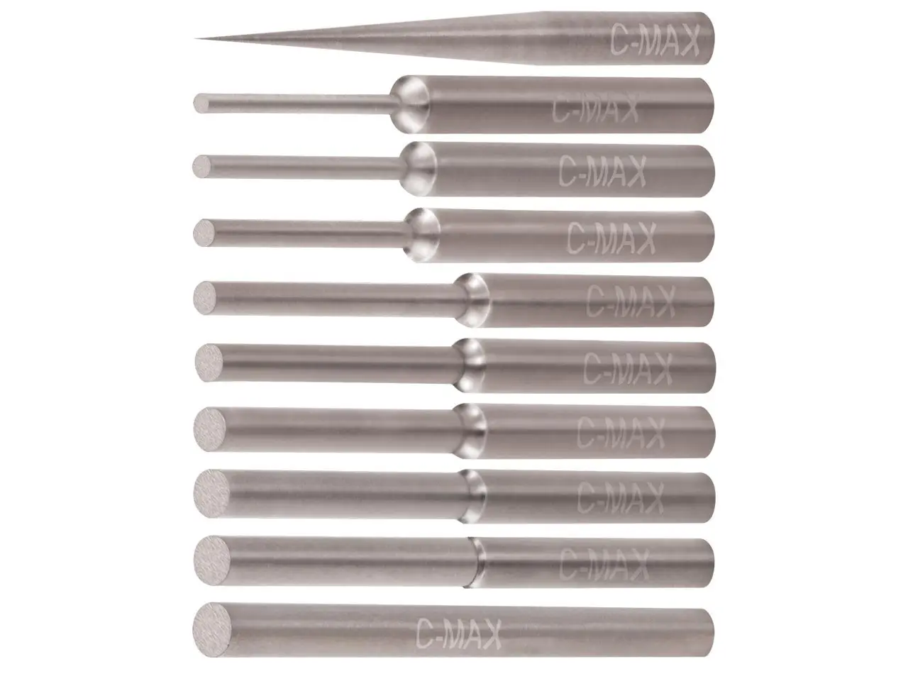 GRS C-Max Stepped Round Graver Set 10PCS 0.8–2.35mm Tungsten Carbide Engraving Tools for Stone Setting Texturing