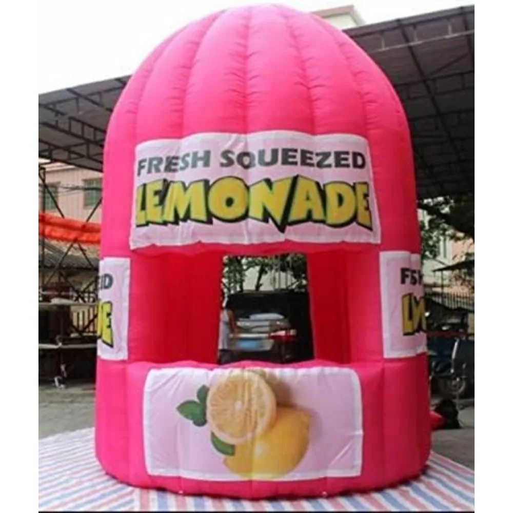Pink inInflatable Lemonade Stand Booth Outdoor Portable Lemon Stand Kiosk with Blower for Advertising, Events, Promotions