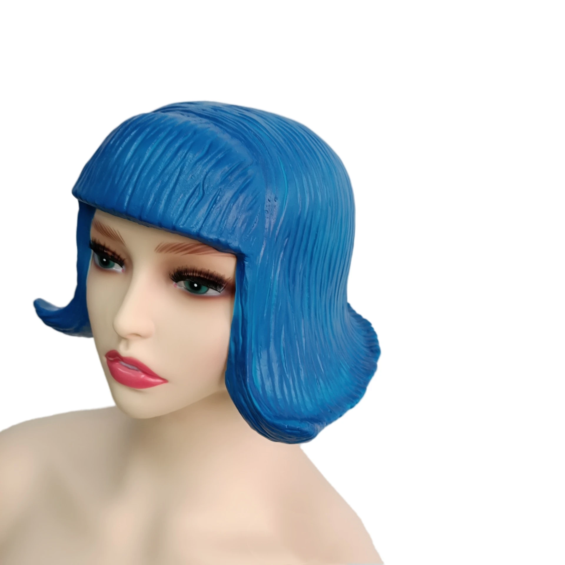 Latex Wig Hood Cosplay Actor\'s Headgear Film Rubber Wave Wig Party Dress Up Props for Female