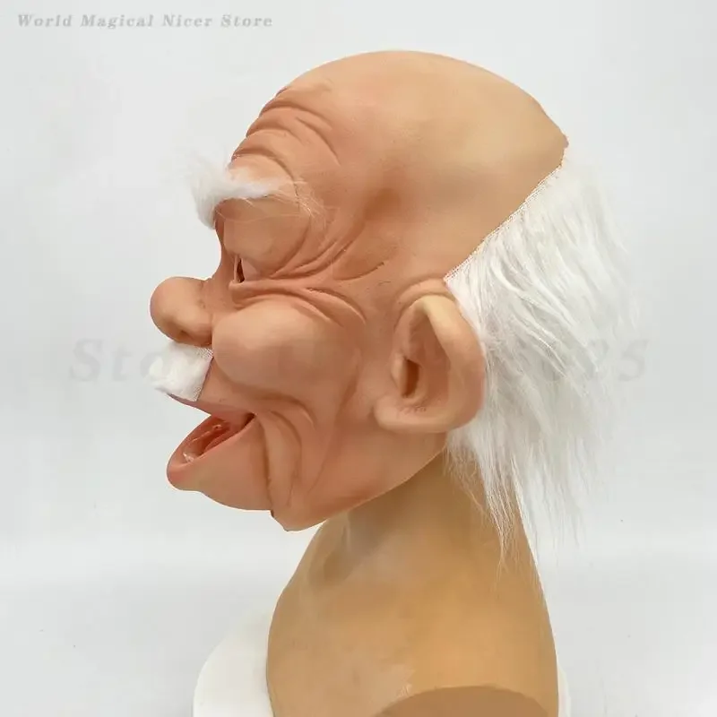Rimpel Volledige Hoofd Latex Rekwisieten Grappige Oude Man Masker Realistische Kaal Mannelijke Maskers Accessoires Halloween Cosplay Ouderen Latex Masker