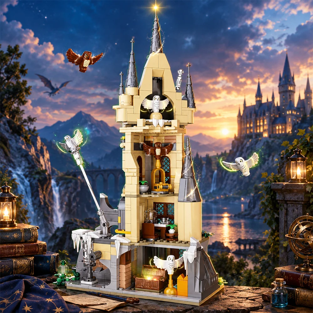 Magic Academy Owl Tower Building Blocks Set 635PCS, Premium Small ABS Bricks, Medieval Castle Model with Multi-layer Interior Scene & Owl Ornaments, DIY Assembly Toy, Desktop Decoration, Wonderful Holiday & Birthday Gift for Kids and Adults