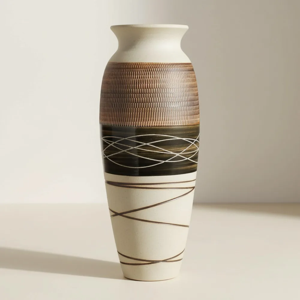 

Large Vintage Ceramic Vase 12.6" Rustic Farmhouse Flower Vase Home Decor Centerpiece Gift