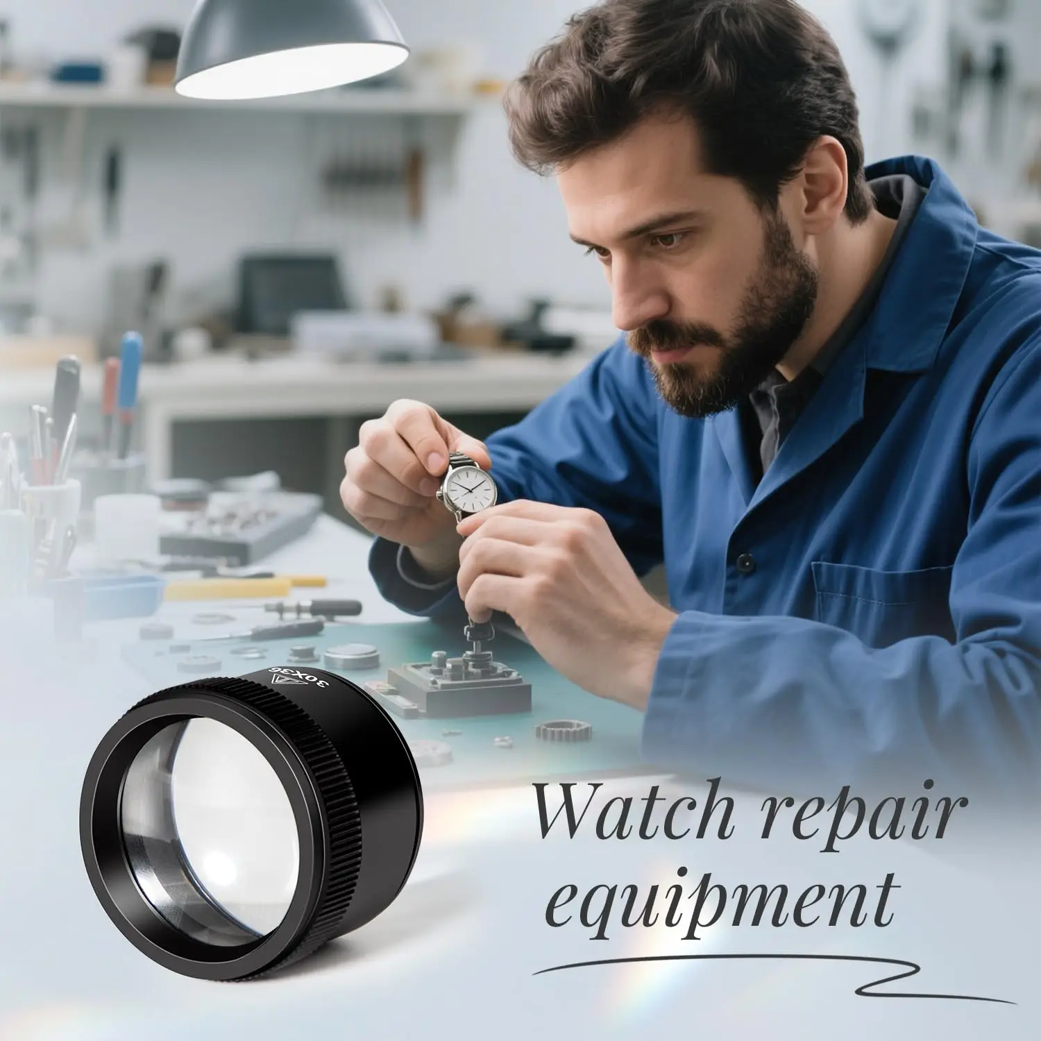 30-fache 36mm Lupe mit K9 Optikglas, Monokel-Vergrößerungsglas für Uhrenreparatur, Handlupe für Schmuck – Detail 7
