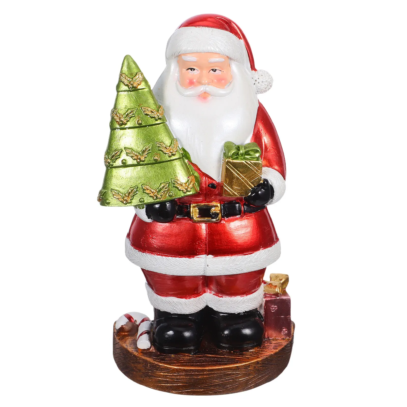 Standing Santa Claus Resin Decoration Christmas Tabletop Mantel Fireplace Decor Vintage Style Holiday Resin Statue Small Home
