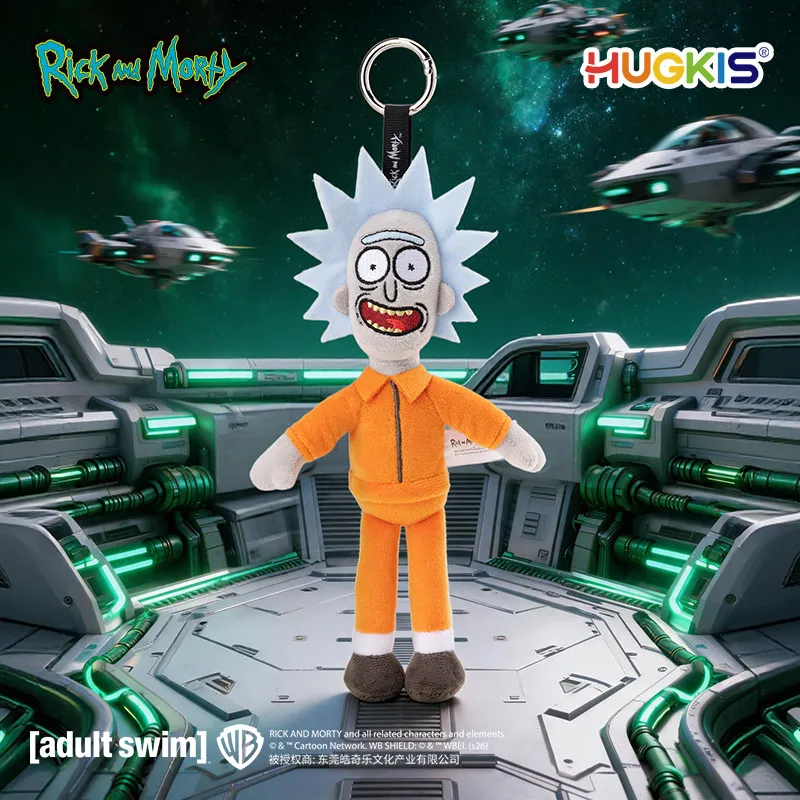 HUGKIS Rick And Morty Plush Keychain Prison Uniform Style Plush Doll Backpack Pendant Cartoon Periphery Gift For Animation Fans