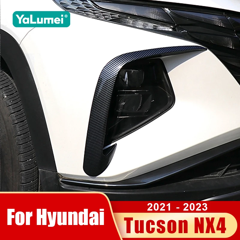 For Hyundai Tucson NX4 2021 2022 2023 Hybrid N Line Car Front Fog Lamp Eyebrow Decoration Cover Exterior Accessories