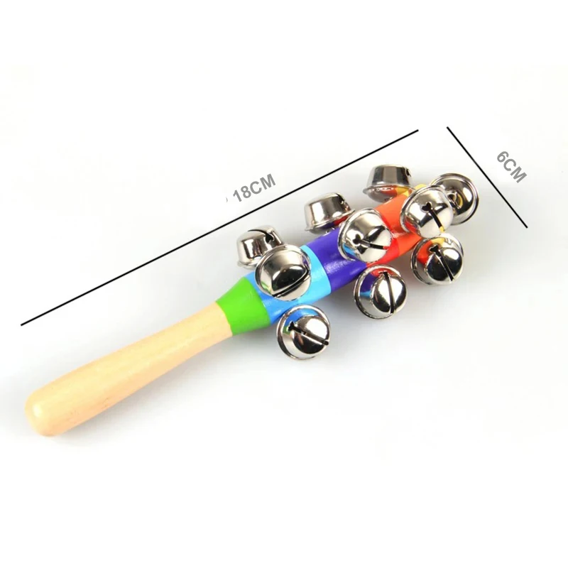 Colorful Rainbow Hand Held Bell Stick Wooden Discussion Musical Toy for Adult KTV Party Kids Game Gift