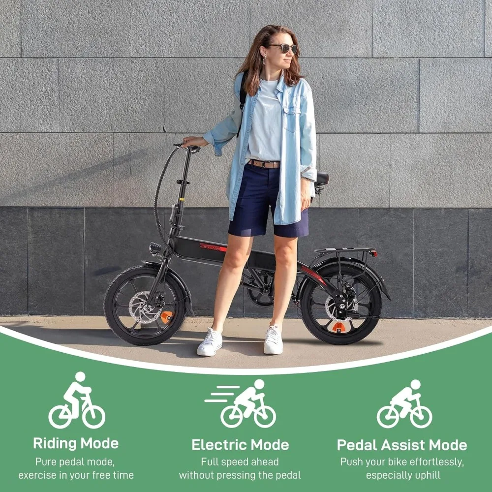 الكبار 16 بوصة دراجة كهربائية قابلة للطي E-الدراجة 350 واط موتور مزدوج مكابح قرصية دواسة مساعدة 35 ميل المدى 15.5 ميل في الساعة حد السرعة