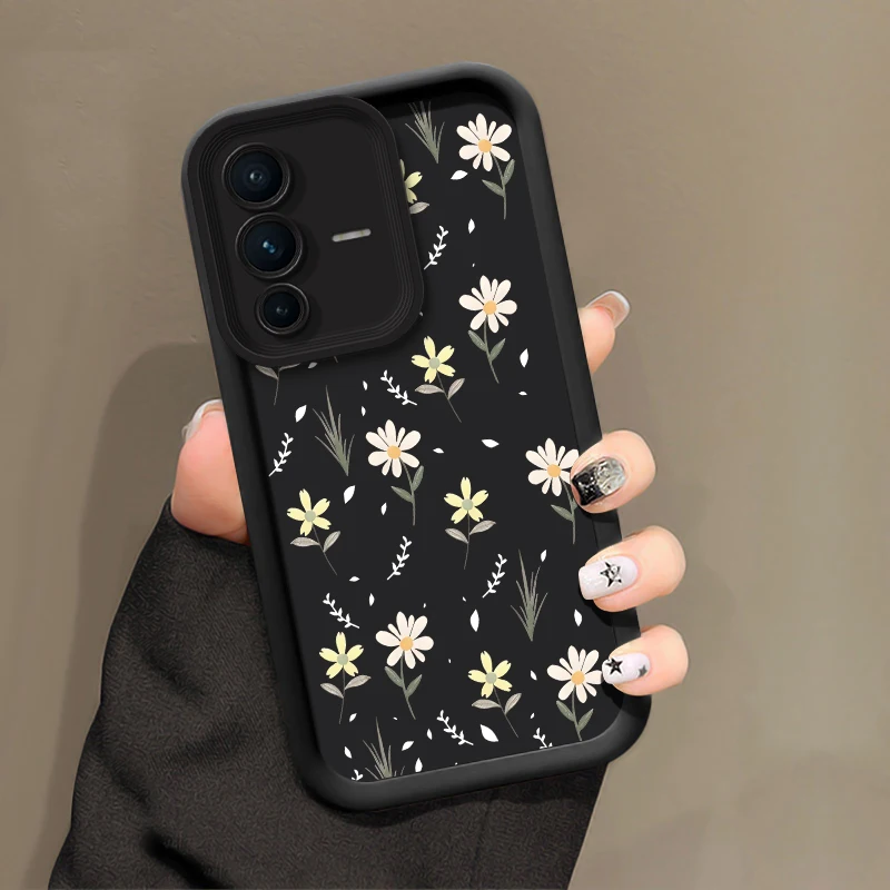 Colorful Daisies Flowers Case For Vivo S17 S16E S16 S15 S12 S1 Pro Silicone Camera Lens Protection Shockproof Soft Phone Cover