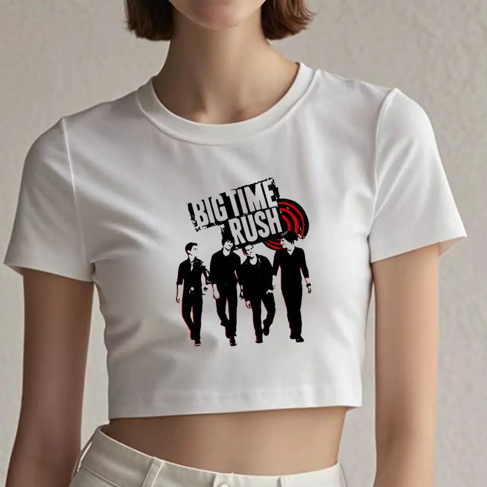 Top Corto Big Time Rush, Estilo Grunge Coquette, Estética Urbana, Corsé Babydoll Lindo, Camisetas para Mujer 2025