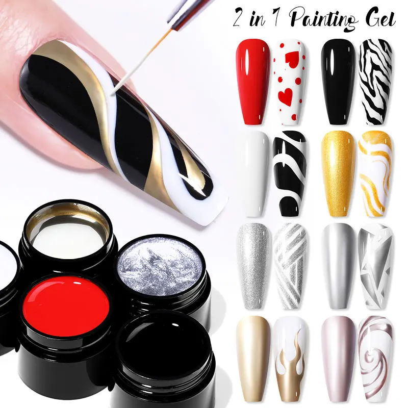 BORN PRETTY 5ml pintura metálica esmalte en Gel Super brillante plata espejo Gel brillante brillo remojo UV LED Gel Nail Art DIY