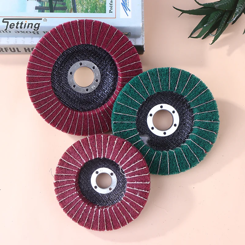 100/115/125mm Grinding Wheel For Angle Grinder Nylon Fiber Flap Polishing Wheel Disc 5 Inch Non-Woven Grinding Wheel Metal Wood