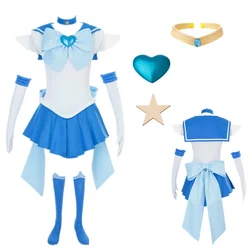 Anime Cosplay Sailor Stars Sailor Mercury SuperS Version Of The Battle Suit Halloween Cosplay Costume Bowknot