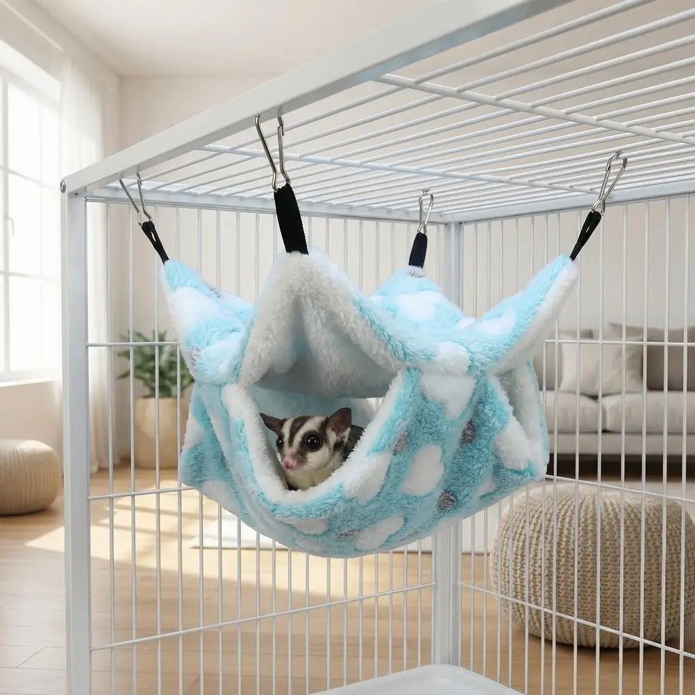 Hängematte für Ratten, doppelt dickes, warmes Plüschbett für Hamster, Hausnest, Schlafsack, hängende Baumbetten, Größe L, M, S – Detail 11