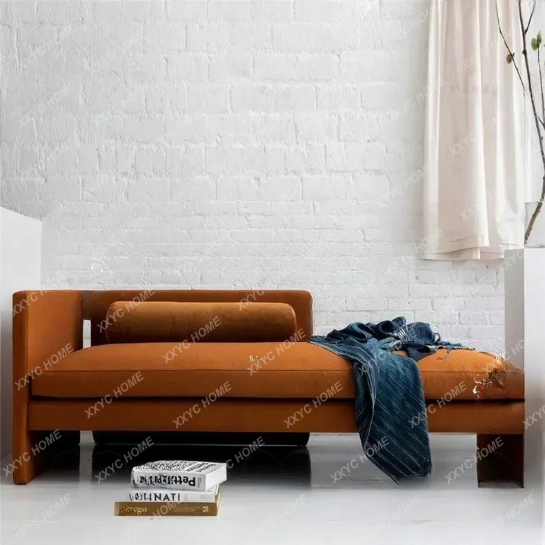 Villa living room light luxury minimalist fabric three-person velvet sofa