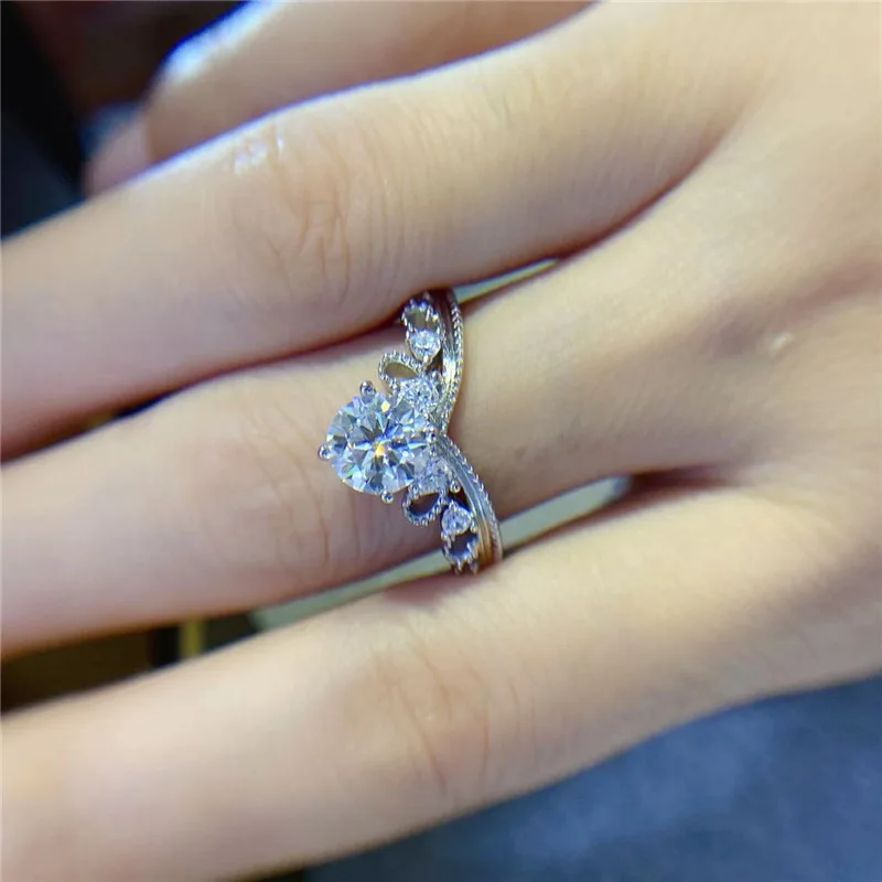 SACE الأحجار الكريمة الجديدة الفاخرة 925 فضة ريال GRA معتمد 1CT مويسانيتي خواتم مجوهرات للنساء المشاركة وعد الزفاف
