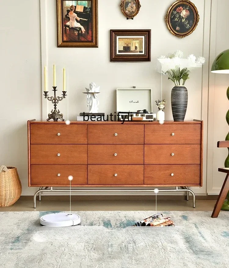 

LXCherry wood solid wood chest French retro style living room storage cabinet bedroomSSS