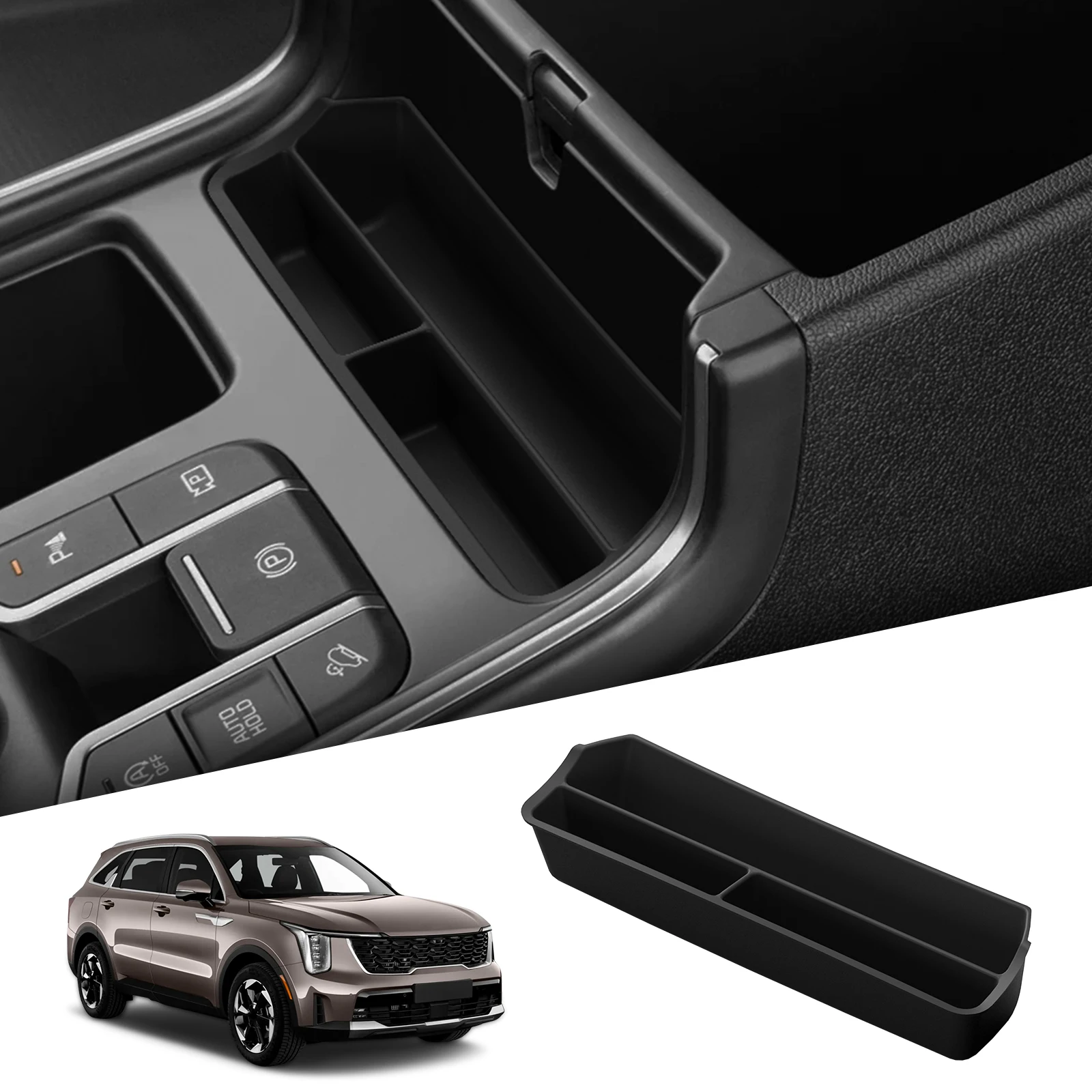 

LUCKEASY for Kia Sorento 2021-2025 Center Console Storage Box Silicone Car Tray Organizer Accessories Tidying Black