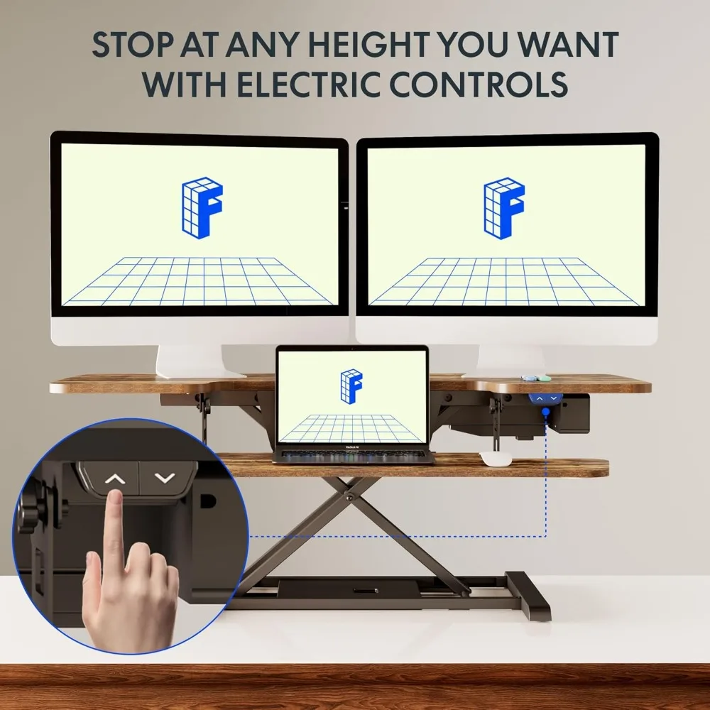 Electric Height Adjustable Desk Converter Strong Motorized Stand Up Desk Riser for Office Use with High Weight Capacity