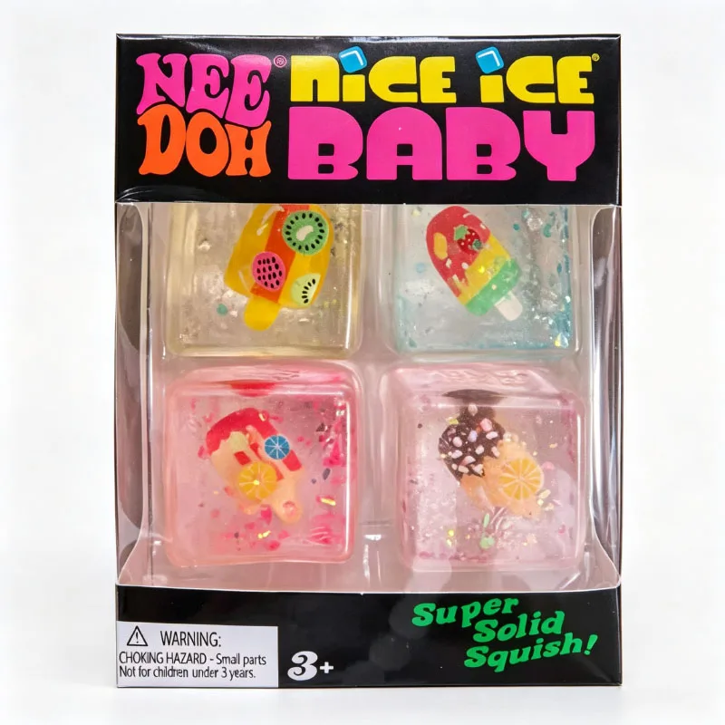 Needoh Nice Ice Cube Fidget Toys Slow Halloween Squishy Toy Stress Reliever Mini 4 Pack Set Anxiety Focus Sensory Cube Gifts New