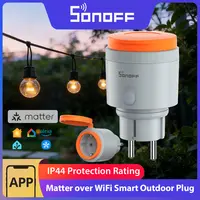 Enchufe Inteligente WiFi para Exteriores SONOFF S61STPF-PM-O (Tipo F) con Monitorización de Costos Energéticos, Protección Contra Sobrecargas y Programación