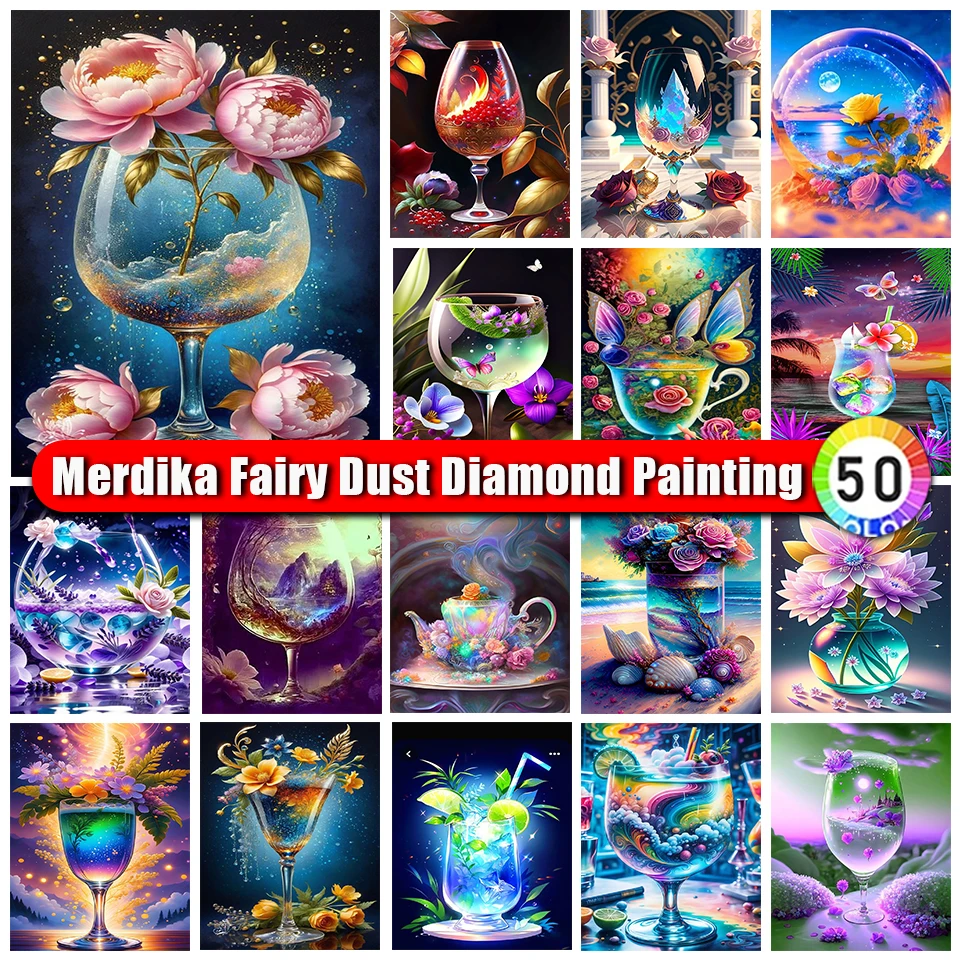 

Merdika Fairy Dust Diamond Painting Cup Cross Stitch Embroidery Scenery Rhinestone 5D DIY Diamond Mosaic Handmade Home Decor