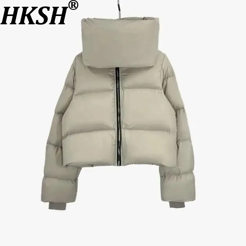 

HKSH Autumn Winter New Men's Tide RO Style Thickened White Duck Down Warm Jackets Women's Dark Ins Chic Padded Bread Coats H2825