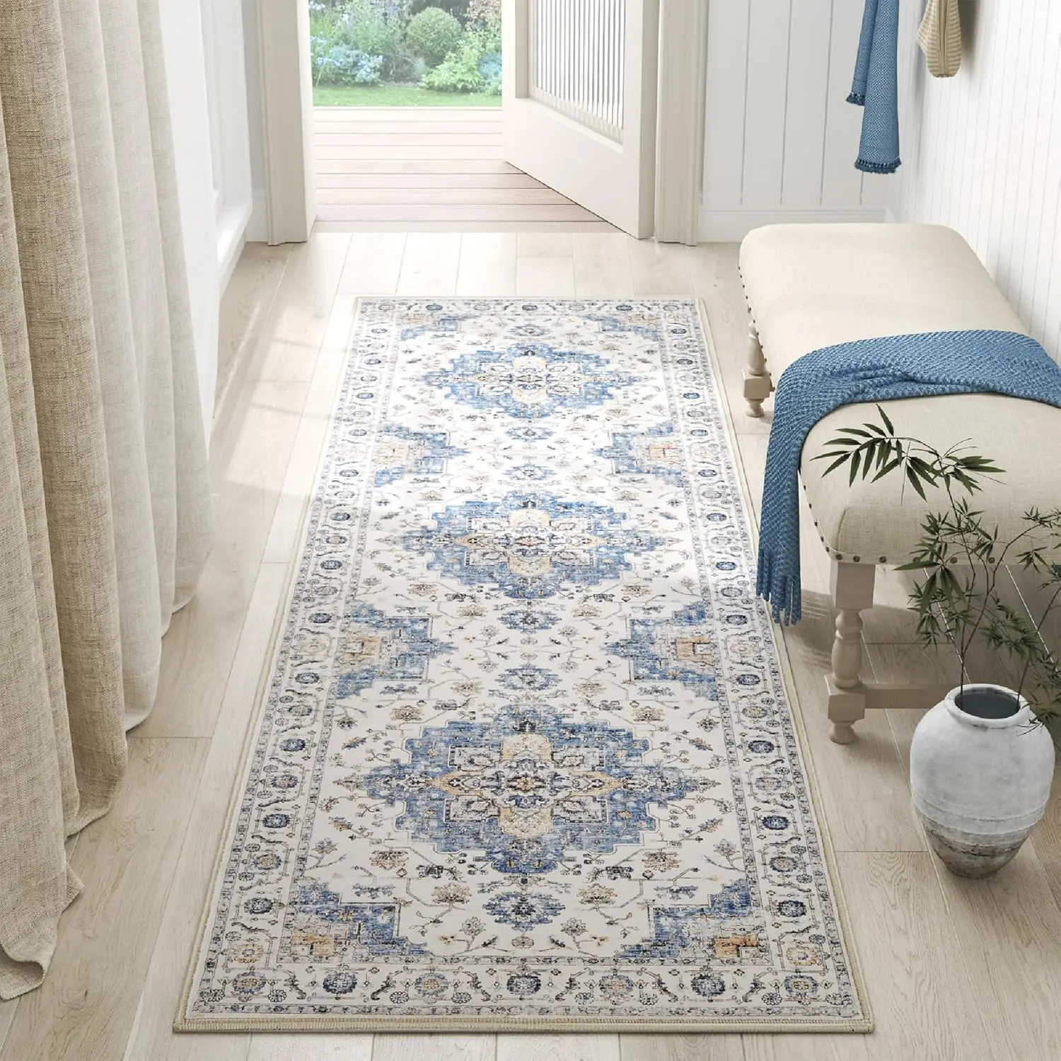 VIKAMA Bohemian Runner Rug Anti-Slip Lightweight Corridor Kitchen Floor Mat Retro Bedroom Carpet Home Decoration - view 4