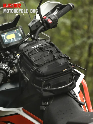 Imagen 2 del producto Bolsa de depósito para motocicleta Rhinowalk, mochila versátil de 9L con cubierta para lluvia y bolsa de agua de 1,5 l, sistema MOLLE, multicompartimento Universal