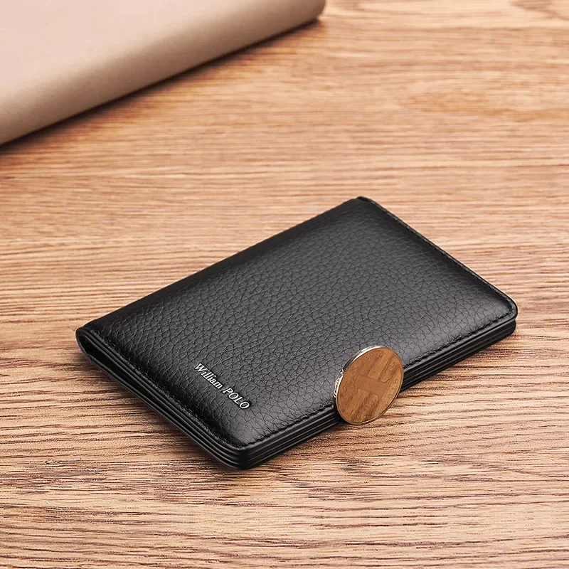 Men Card wallet small purse Mens Business Genuine Leather Luxury Brand Credit Card Holder thin wallets slim design