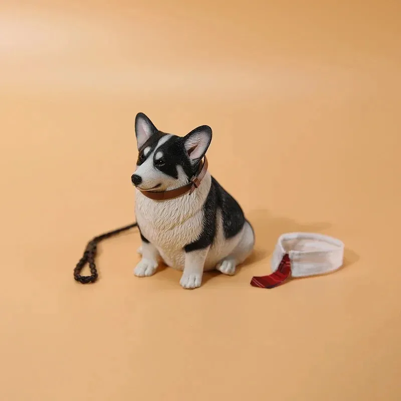 JXK 1/6 Schaal Hars Zithouding Kleine Hond Model Handgemaakt voor 12 ''Actiefiguren Simulatie Dier Ornament Speelgoed