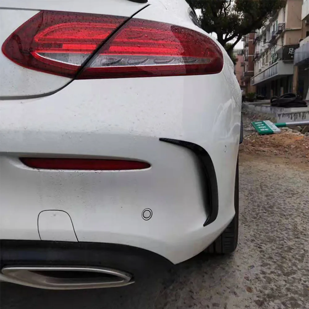 Плавники заднего бампера Canards Splitters для Mercedes Benz C Class W205 C180 C200 C300 C63 AMG Coupe 2015-2021 ABS Gloss Black