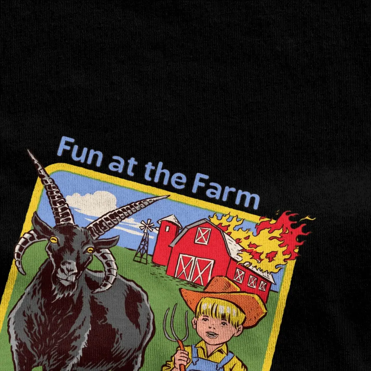 Baphomet Demonic Goat Fun At The Farm Merchandise T-Shirts Men Women Dark Occult Arts Novelty Cotton Graphic Printed Tees