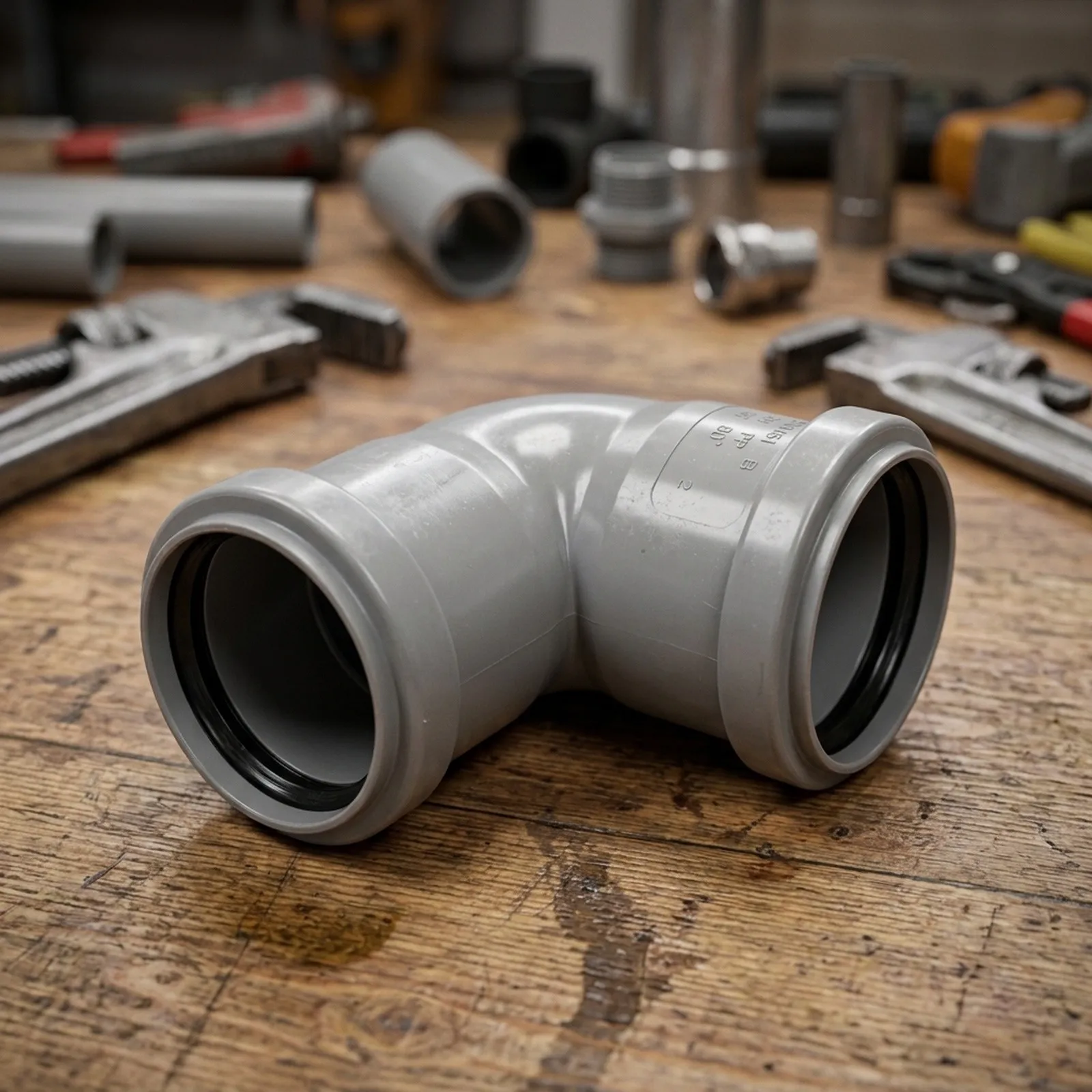 50mm Plastic For Drain Elbow Joint with 90 Degree Configuration and Push Fit Connection Supported by O Ring Sealed Interface