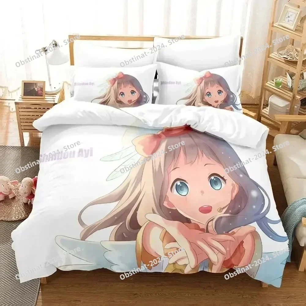 New Beyond the Boundary Bedding Set Printed Bed Set Duvet Cover Pillowcase Linen Sheet Quilt Cover Queen King Size Kawaii Girl