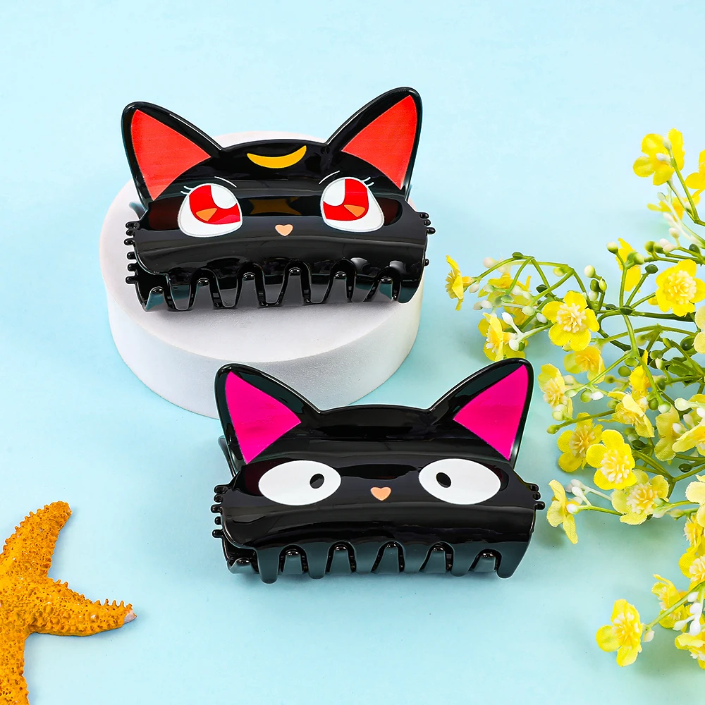 Sweet Cute Sailor Moon Cartoon Cat Design Acrylic Hair Claw Clips Fashion Hair Accessories for Girls - view 5