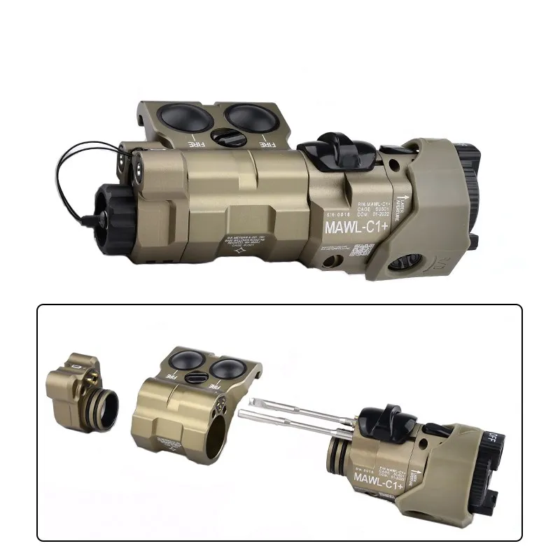 MAWL-C1 전술 레이저 에어소프트 메탈 CNC 업그레이드 LED 조준 MAWL, 레드 그린 블루 레이저, 사냥 무기 조명, IR 조명